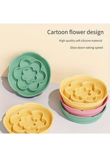 Elmpaly Yeşil Silikon Yavaş Besleyici Kedi Köpek Kabı Emici Tabanlı Kolay Temiz