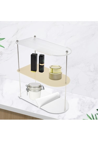 Suntek Katmanlı Vanity Organizatör Tepsi Baharat Rafı Yatak Mutfak Dresser 3 Katmanlı Beyaz