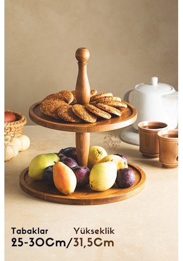 4'lü 2katlı Kek Standı,25 Cm Mummy, 29 Cm Piramit,17x30 Cm İçi Oymalı Set + Kesme Tahtası Hediyeli Kahverengi