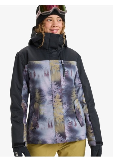Roxy Jetty Block Jk Kadın Frost Gray - Plaid 1 Snowboard Ceketi Erjtj03528-slr1 Siyah - Mor