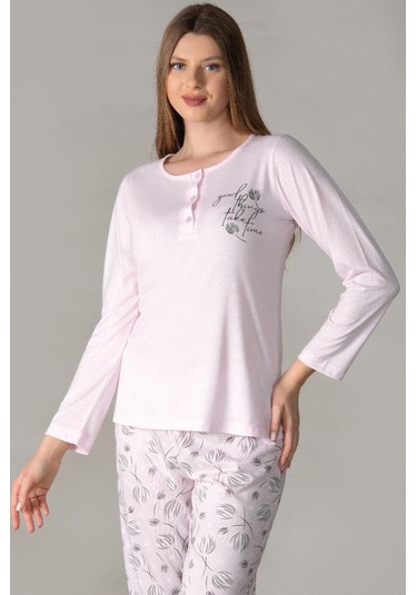 Mevsimlik Uzun Kol Pijama Takım Viskon Alperi 790-28 Pembe