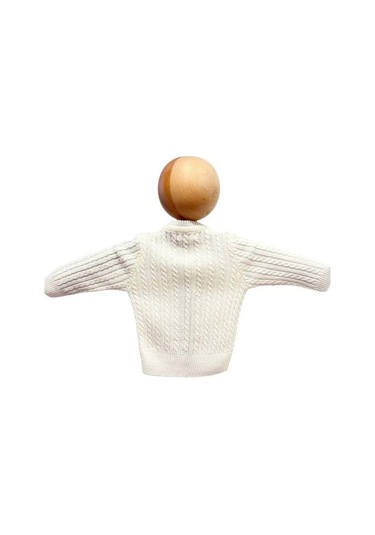 Erkek Bebek Triko Düğmeli Hırka-15451 Krem