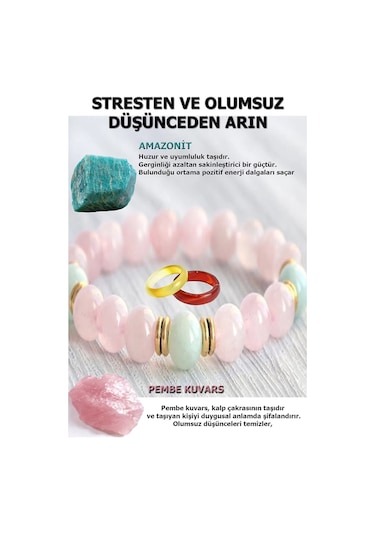 Doğal Taş Stres Ve Panik Atak Bilekliği Çok Renkli
