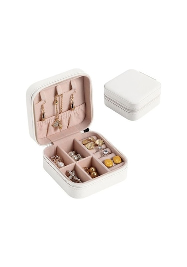 Chavin St1-64by Deri Seyahat Takı Kutusu Beyaz