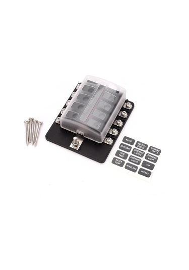 Ximistore9 10 Yollu Led Göstergeli Sigorta Kutusu + 10 Adet Sigorta + 10 Sarı Terminal - Otomotiv Ve Denizcilik İçin 10