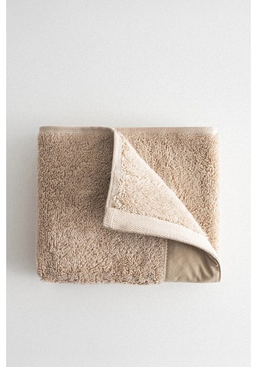 Ecocotton Pure Cotton Bej Bez Bordürlü %100 Organik Pamuk 2'li El Havlusu Seti - 30 50 Cm Bej