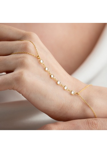 Vaoov 925 Ayar Gümüş Sıra Taşlı Şahmeran Bileklik Gold