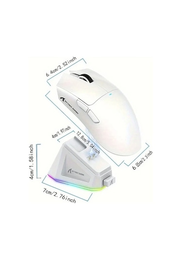 Sandwich Attack Shark X11 Beyaz Hafif Kablosuz Rgb Oyun Faresi 22k Paw3311 Sensör 5 Tuşlu Bilgisayar Mac -