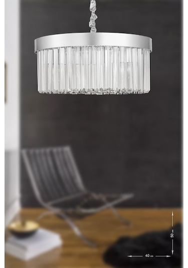 Desina 40'lık Kristal Taşlı Lüks Avize - Gümüş-yaldız Gümüş Yaldız