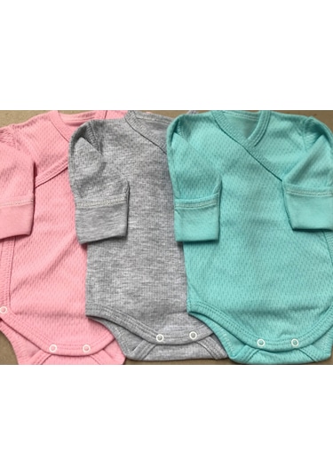 Özdemirlitekstil Bebelino Kız Bebek Çıtçıtlı Badi Kruvaze 3'Lü Paket Çok Renkli