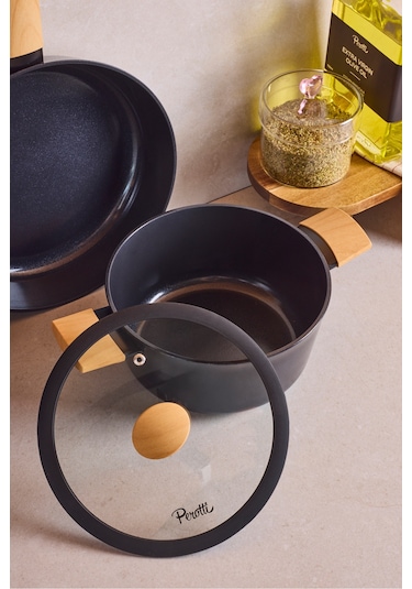 Danish Cook Black İndüksiyon Tabanlı 7 Parça Tencere Seti Siyah