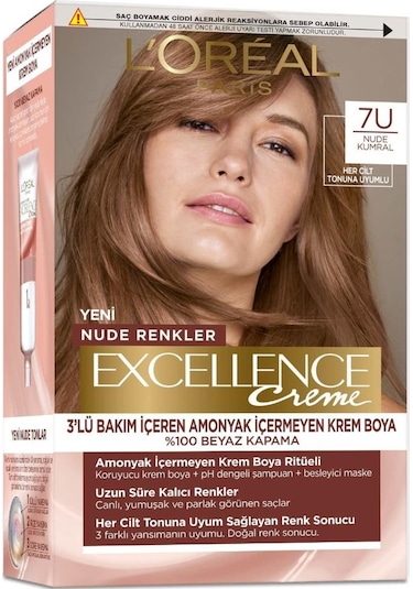 Loreal Excellence Creme Saç Boyası Nude Renkler 7U Nude Kumral
