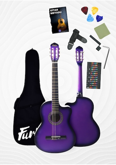 Cg-3901prs Klasik Gitar 4/4 Sap Ayarlı Kesik Kasa Full Set Mor