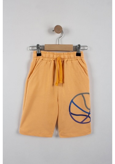 Erkek Çocuk Yes Yazılı Şortlu Takım-6088-Gri-Turuncu Gri - Turuncu