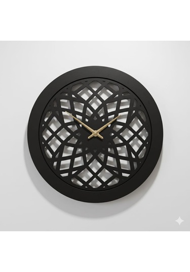 Nexus Modern Ahşap Duvar Saati 45 Cm Siyah Renk