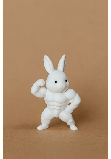 Kol Kası Gösteren Tatlı Tavşan Torpido Süsü - Fitness Tavşanı Torpido Süsü Araba Aksesuar Süsü