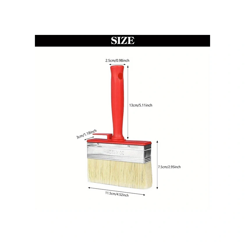 Gateesat 1 Adet Sarı Kırmızı Çok Amaçlı Dayanıklı Boya Fırçası - Çıkarılabilir Başlık 3-12 Cm Geniş