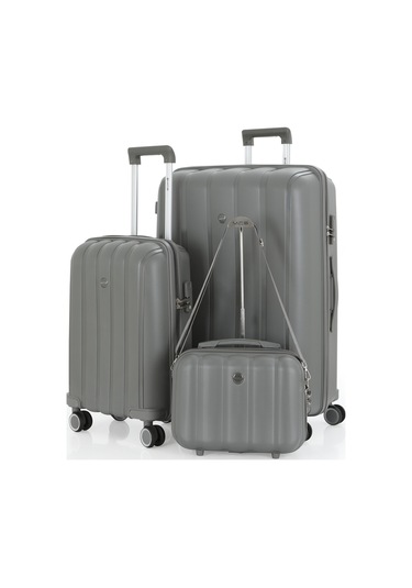 Mçs Polipropilen 3lü Valiz Seti Büyük & Kabin & Makyaj V305 S21yy1000082-set 00006 Gri