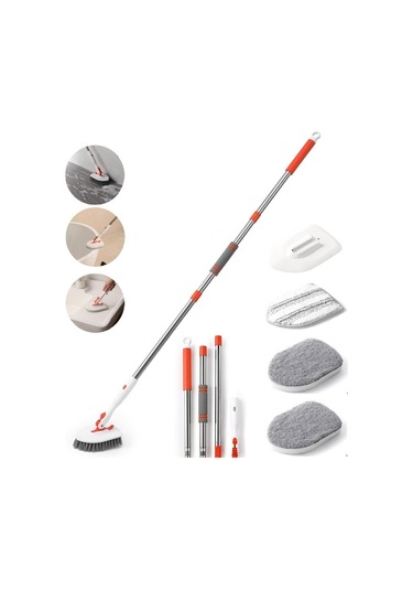 Sones 52 İnç Ayarlanabilir Saplı Duş Temizleme Fırçası Küvet Fayans Fırçası, Özellikler: Set 3