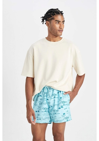 DeFacto Desenli File Astarlı Kısa Boy Deniz Şortu B7634AX24HSTR243