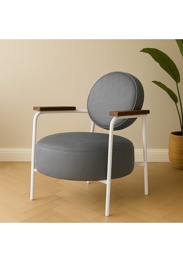 Venüs Berjer - Modern Tekli Beyaz Koltuk - Ofis Koltuğu - Gri