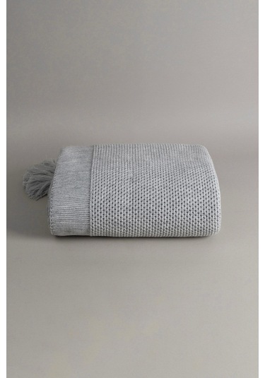 Miel Gri Kenarı Ponponlu Tek Kişilik Battaniye 160x220 37106 Gri