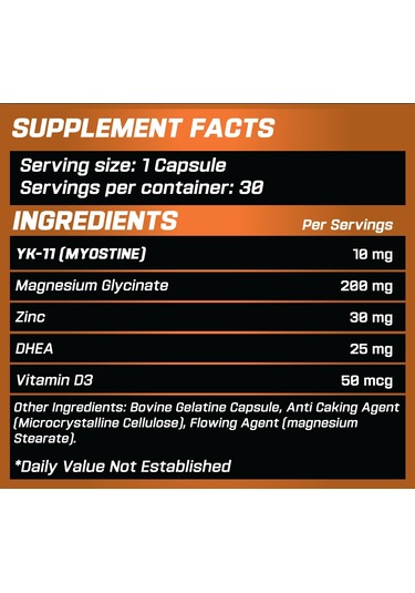 Grimlabs Hellsıng Yk11+dhea+zinc 10 Mg 30 Servıngs Myostatın I