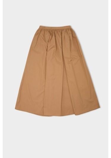Defacto A Kesim Beli Fermuarlı Basic Düz Poplin Kumaş Maxi Etek E0464AX24AUBG261 Bej