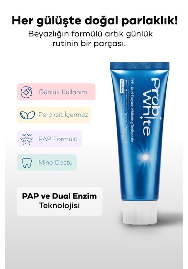 Probiwhite Beyazlatıcı Diş Macunu-pap Teknolojili,mikro Hidroksiapatit+enzim Formül,vegan Beyazlatma