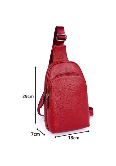 Kadın Çanta Hakiki Deri Kırmızı Askılı Kangaroo Kıngdom 8155-Kr