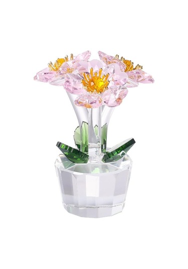 Şeffaf Taban Mini Cam Çiçek Heykeli Süsü Yapay Çiçek Figürin Yıl Dönümü Style 26