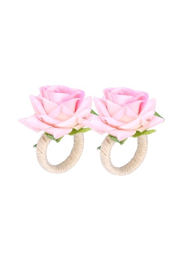 Konesam Pembe Simülasyon Çiçekli Servis Peçete Halka - Modern Minimalist Masa Dekorasyonu, Çift Paket Cjk-6613