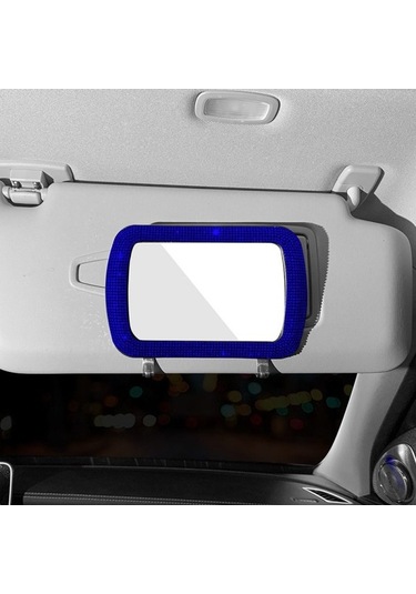 Araba Güneşliği Dekorasyon Aynası Otomatik Kadın Makyaj Aynası Mavi Mavi Mavi Diğer