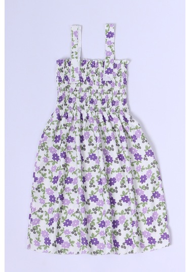 Kız Çocuk Askılı Elbise Çiçek Desenli B35 Hcm00119 Fuşya