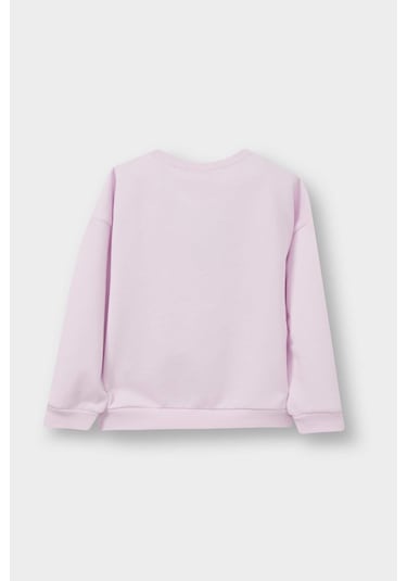 Defacto Kız Bebek Bisiklet Yaka Baskılı İçi Yumuşak Tüylü Sweatshirt E8922a525aupn96 Pembe