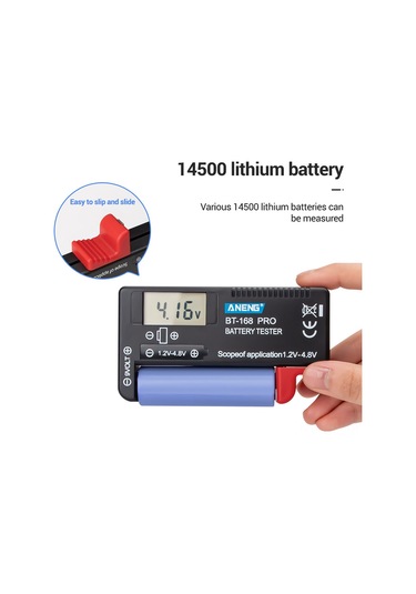Jeemson Aneng Bt-168 Pro Akü Test Cihazı, Sayısal Göstergeli Pil Seviyesi Ve Kapasite Ölçer 1.2-4.8v