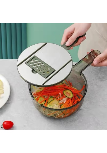 Paslanmaz Çelik 5 İn 1 Hazneli Rende Seti Süzgeçli Pratik Çok Fonksiyonlu Mutfak Rendesi Doğrayıcı