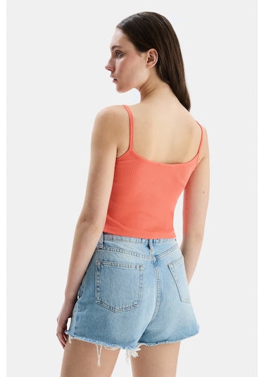 Ucla Rhodes Pembe Askılı Nakışlı Kadın Crop Pembe