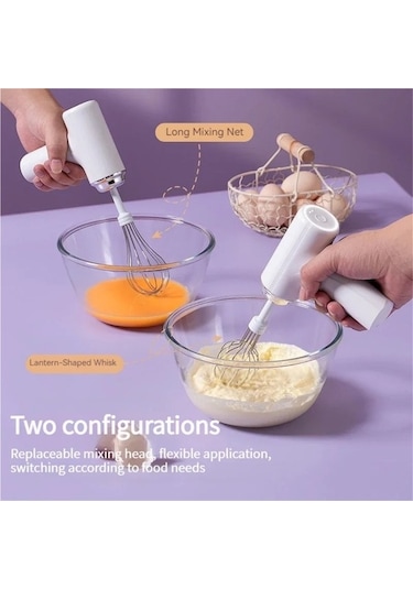 Novahub Kablosuz Şarj Edilebilir Beyaz Yumurta Çırpıcı Usb Beyaz