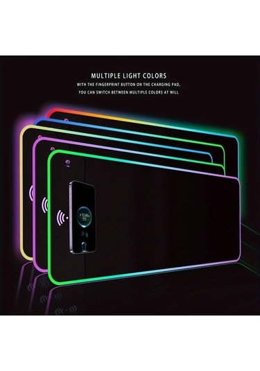 Pazly 15w Kablosuz Şarj 3.0 Rgb Karanlık Gece Fare Pedi 80x30cm Telefon Şarj Cihazı Oyun Masaüstü Bilgisayar Laptop Tablet
