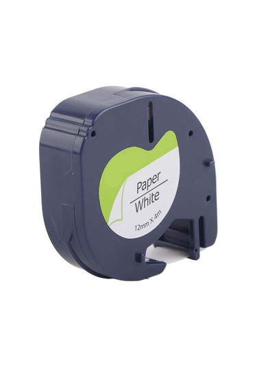 Moveevo Dymo Letratag İçin 12mm Beyaz Üstü Siyah Yazılı Pet Etiket Bandı - 4m Uzunluk, Dayanıklı, Korozyon Ve Aşınmaya Dayanıklı, Kablo Etiketleme 1 Adet