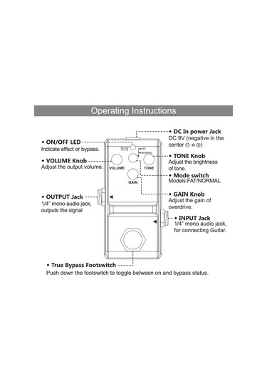 Ruicoo Rowin Ln-321 Mavi Zink Alaşımlı Gitar Pedalı - Blues Stili Analog Overdrive Efekti