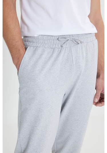 AC&Co / Altınyıldız Classics Erkek Pamuklu Standart Fit Normal Kesim Kapüşonlu Kanguru Cepli Eşofman Takımı Lacivert-Grimelanj Lacivert - G.melanj