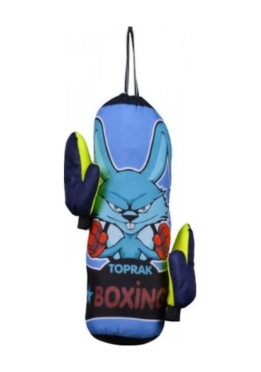 Leyaton Çocuk Boks Torbası Seti Eldivenli Kum Torbası Mavi