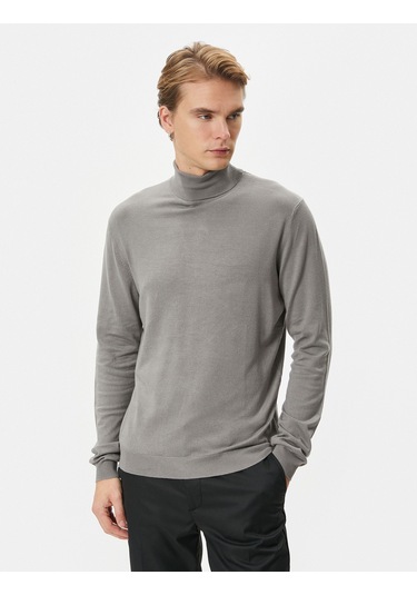 Koton Balıkçı Yaka Kazak Triko Basic Uzun Kollu Viskon Karışımlı Gri 4wam70055ht Gri