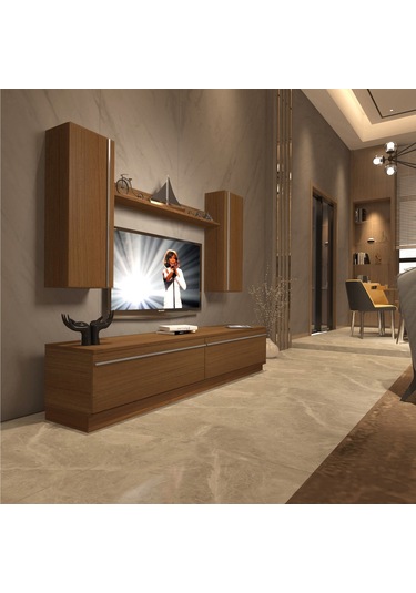 Decoraktiv Eko 5db Mdf Std Tv Ünitesi Tv Sehpası Ceviz