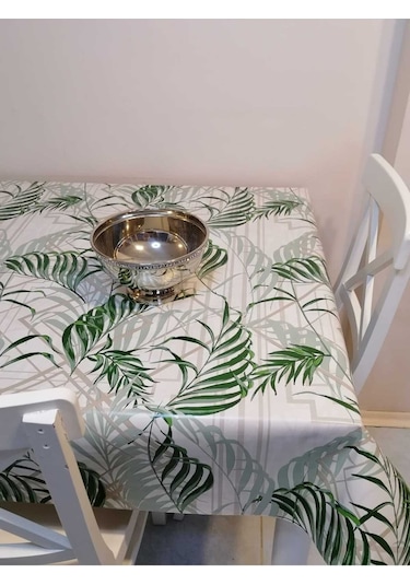 Elyaflı Pvc Muşamba - Desenli Silinebilir Masa Örtüsü 02mrl204a Yeşil