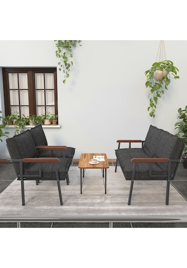 Mygusi Modern Balkon, Bahçe, Cafe - Metal Kanepe Koltuk Takımı - 2+1+1 Sehapalı Antrasit Mygusi Modern Balkon, Bahçe, Cafe - Metal Kanepe Koltuk Takımı - 2+1+1 Sehapalı Antrasit