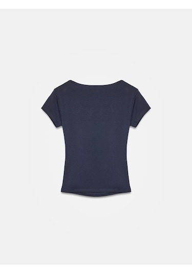 Dilvin 32840 V Yaka Basic T-shirt-lacivert
