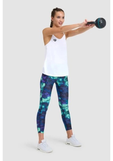 Arena Yeşil Desenli Destekleyici Yüksek Bel Kadın Tayt 005720660 Yeşil Desenli